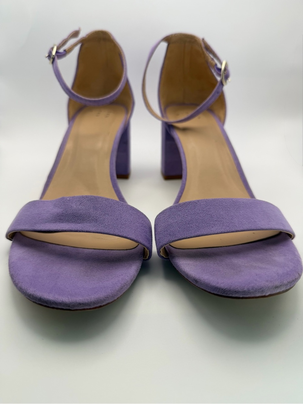 a new day Lavender Suede Block Heel Sandals with Ankle Strap